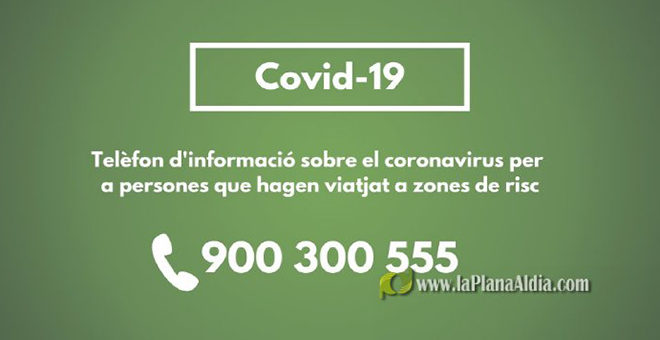La Generalitat activa un teléfono para personas que crean tener síntomas del coronavirus