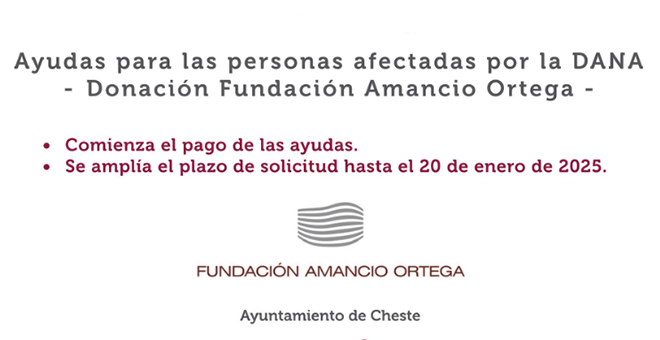 Cheste comenzará a abonar los 2,6 millones de ayudas de la donación de Amancio Ortega