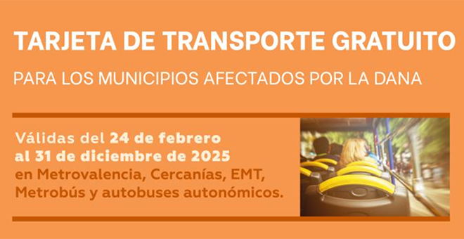 Tarjetas de transporte gratuito para afectados por la Dana