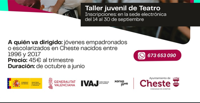 Se abre el plazo de inscripción al Taller Juvenil de Teatro